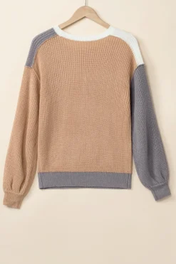 Discount Dear-Lover Color Block Patchwork Baggy Sweater Multicolor