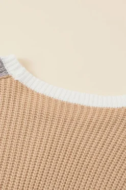 Discount Dear-Lover Color Block Patchwork Baggy Sweater Multicolor