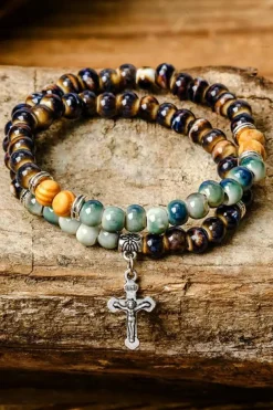 Clearance Dear-Lover Double-Layered Cross Beading Bracelet Multicolor
