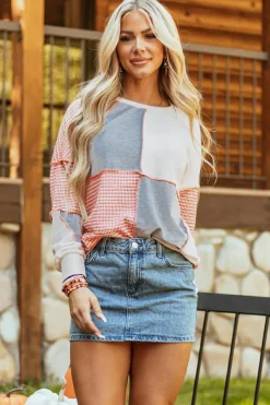 Best Dear-Lover Exposed Seam Colorblock Oversized Knit Top Multicolor