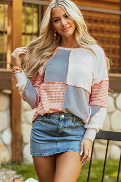 Best Dear-Lover Exposed Seam Colorblock Oversized Knit Top Multicolor