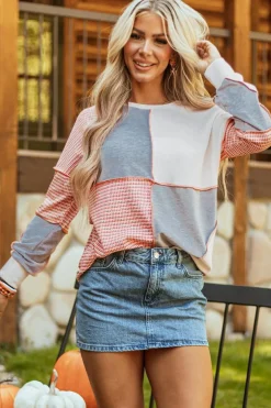 Best Dear-Lover Exposed Seam Colorblock Oversized Knit Top Multicolor