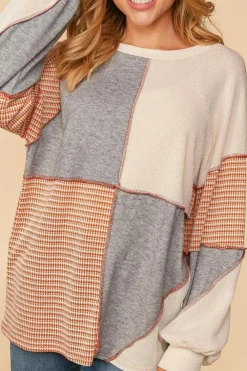 Best Dear-Lover Exposed Seam Colorblock Oversized Knit Top Multicolor