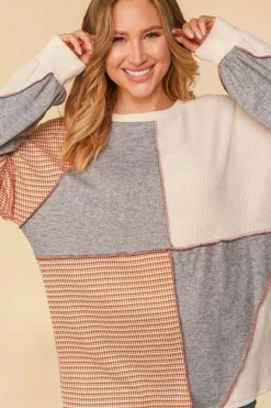 Best Dear-Lover Exposed Seam Colorblock Oversized Knit Top Multicolor