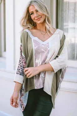 Discount Dear-Lover Exposed Seam Patchwork Oversized Top Multicolor