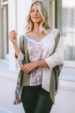 Discount Dear-Lover Exposed Seam Patchwork Oversized Top Multicolor