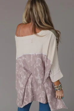 Discount Dear-Lover Exposed Seam Patchwork Oversized Top Multicolor