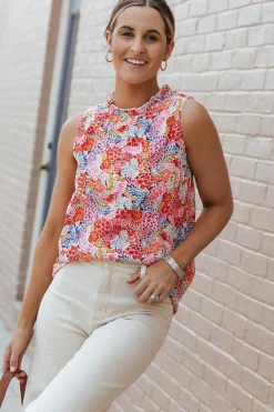 Fashion Dear-Lover Floral Print Relaxed Tank Top Multicolor