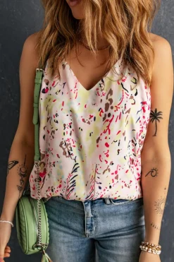 Best Dear-Lover Floral Print Spaghetti Straps Tank Top Multicolor