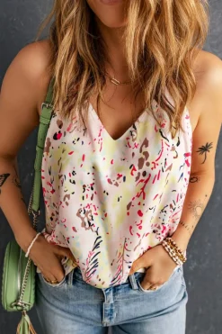 Best Dear-Lover Floral Print Spaghetti Straps Tank Top Multicolor