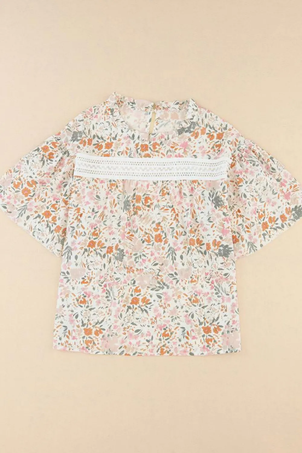 Sale Dear-Lover Floral Print Wide Ruffle Sleeves Blouse Multicolor