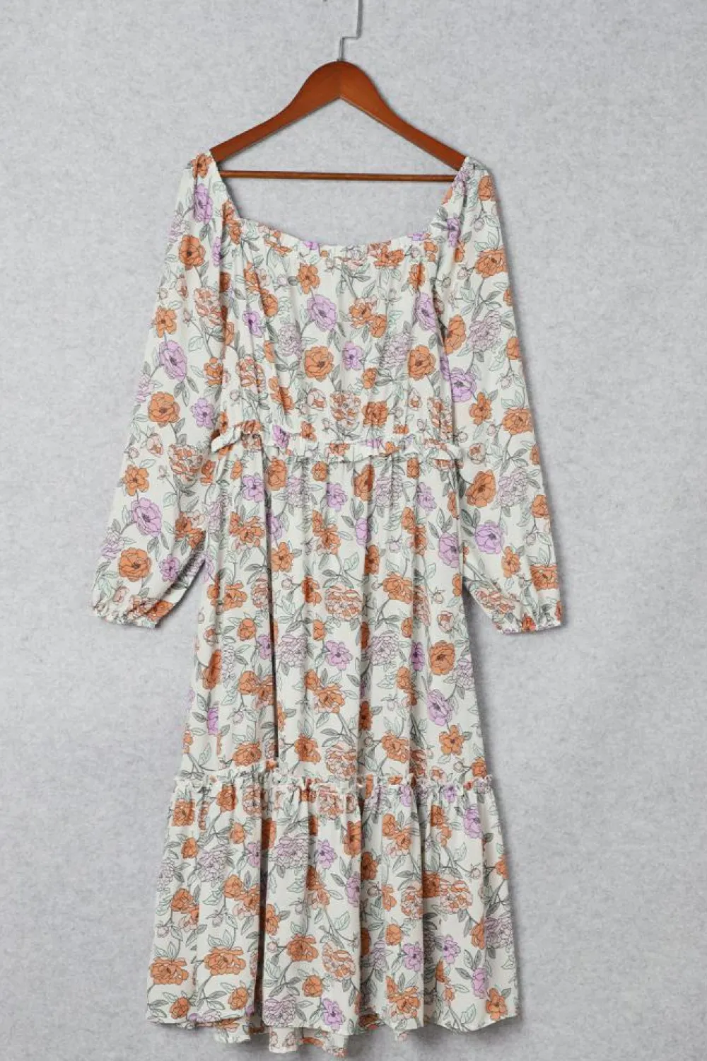 Hot Dear-Lover Floral Smocked Long Sleeve Pocketed Dress Multicolor