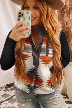 Online Dear-Lover Fuzzy Aztec Western Fashion Vest Jacket Multicolor