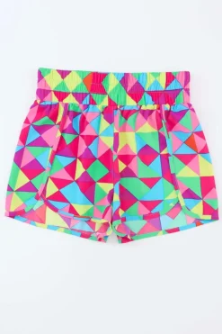 Best Dear-Lover Multicolor Geometric High Waisted Athletic Shorts Multicolor-2
