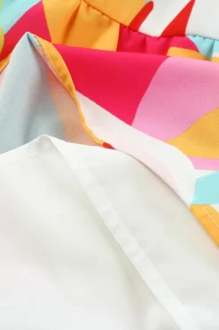 New Dear-Lover Geometric Print Smocked Babydoll Mini Dress Multicolor