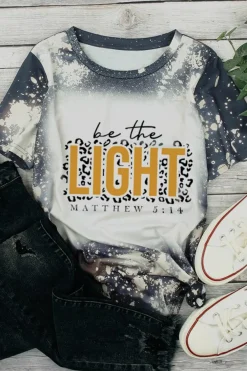 Clearance Dear-Lover LIGHT Letter Leopard Print Color Block Short Sleeve Top Multicolor