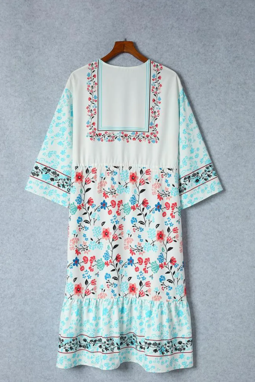 New Dear-Lover Long Sleeve Tassel Tie Floral Kimono Multicolor