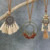 New Dear-Lover 3pcs Bohemian Retro Tasseled Pendant Necklace Multicolor