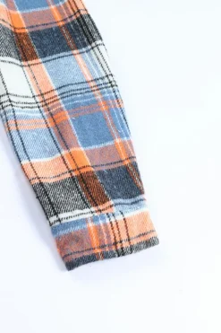 Sale Dear-Lover Plaid Button Down Ruffled Shirt Jacket Multicolor