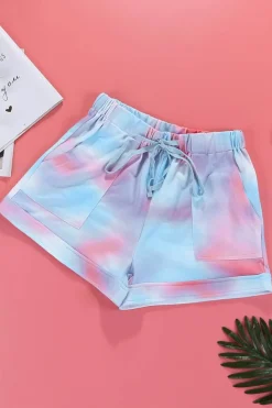 Sale Dear-Lover Print Drawstring Casual Elastic Waist Pocketed Shorts Multicolor