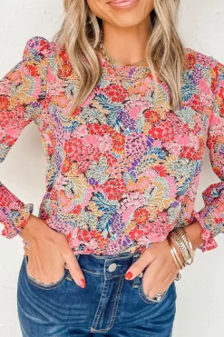 Outlet Dear-Lover Puff Sleeve Floral Blouse Multicolor