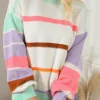 Discount Dear-Lover Striped Colorblock Drop Shoulder Sweater Multicolor