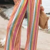 Outlet Dear-Lover Striped Smocked High Waist Wide Leg Pants Multicolor