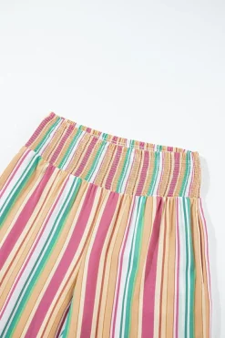 Outlet Dear-Lover Striped Smocked High Waist Wide Leg Pants Multicolor