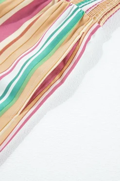 Outlet Dear-Lover Striped Smocked High Waist Wide Leg Pants Multicolor