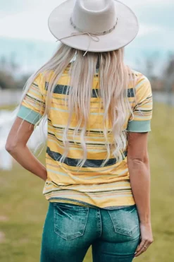Sale Dear-Lover Multicolor s Crew Neck T Shirt Stripe