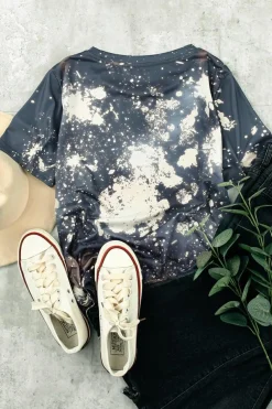 Online Dear-Lover Tie Dye Bleached Round Neck Short Sleeve T-shirt Multicolor