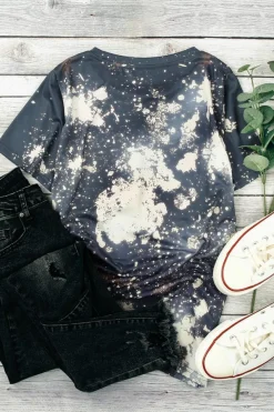 Online Dear-Lover Tie Dye Bleached Round Neck Short Sleeve T-shirt Multicolor