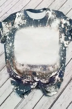 Online Dear-Lover Tie Dye Bleached Round Neck Short Sleeve T-shirt Multicolor