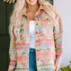 Online Dear-Lover Western Aztec Print Button Flap Pocket Shacket Multicolor