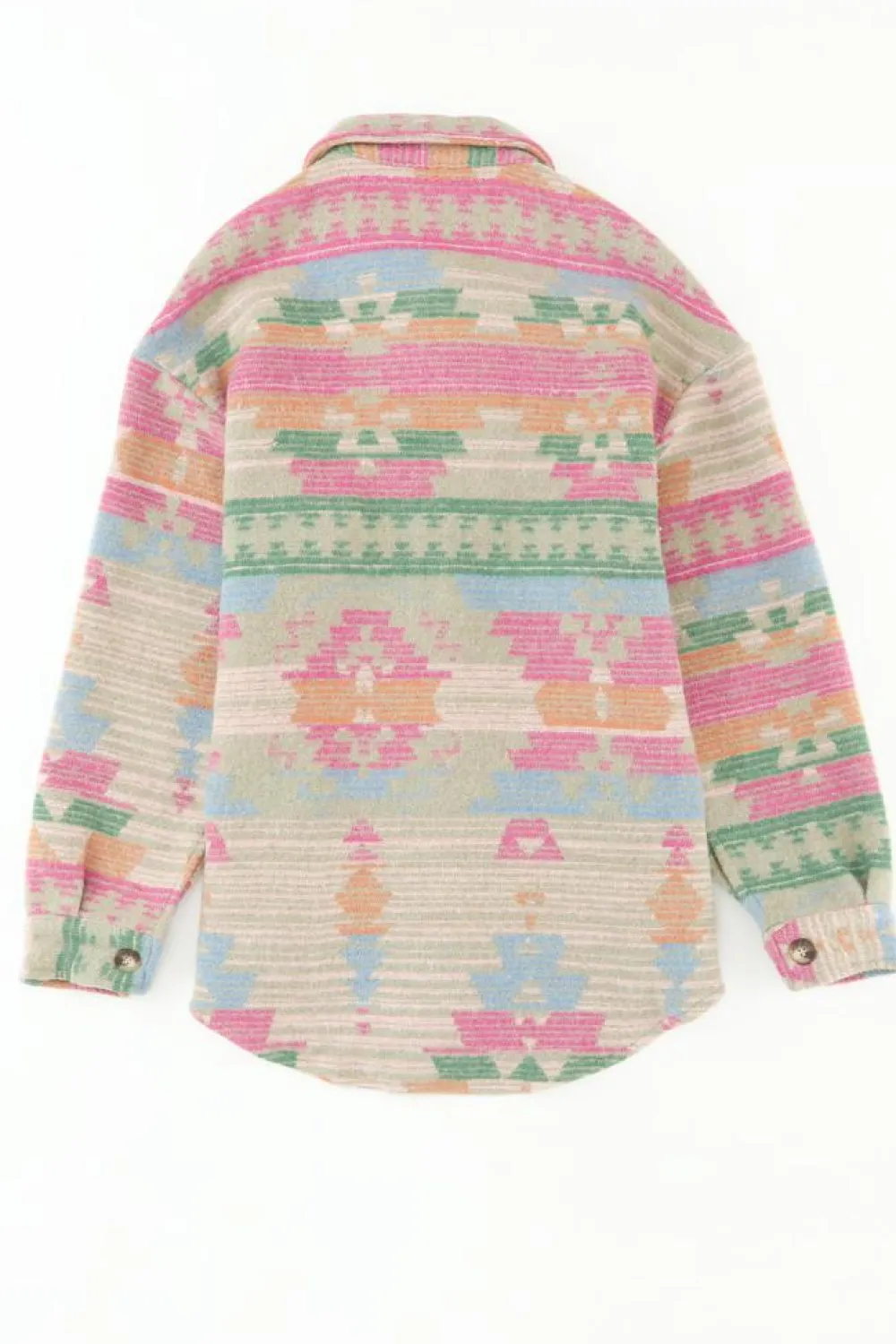 Online Dear-Lover Western Aztec Print Button Flap Pocket Shacket Multicolor