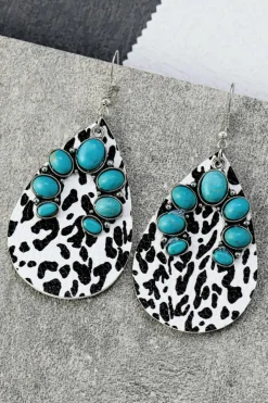 New Dear-Lover Western Turquoise Cow Spots Water Drop Earrings Multicolor