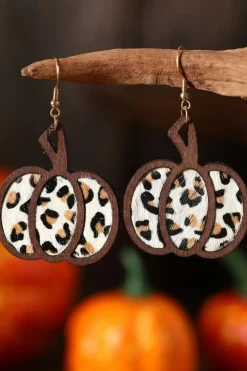 Clearance Dear-Lover Animal Print Pumpkin Shape Drop Earrings Multicolour