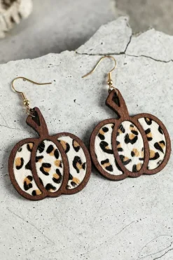 Clearance Dear-Lover Animal Print Pumpkin Shape Drop Earrings Multicolour