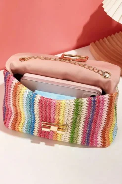 New Dear-Lover Bohemian Woven Gold Chain Shoulder Bag Multicolour