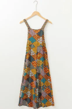 Outlet Dear-Lover Boho Floral Print Crossed Straps Ankle-length Jumpsuit Multicolour