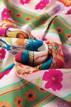 Fashion Dear-Lover Boho Floral Print Buttoned Long Sleeve Shirt Dress Multicolour