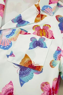 New Dear-Lover Butterfly Pattern Short Sleeve Shirt Pajamas Set Multicolour