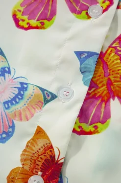 New Dear-Lover Butterfly Pattern Short Sleeve Shirt Pajamas Set Multicolour