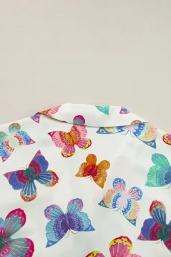 New Dear-Lover Butterfly Pattern Short Sleeve Shirt Pajamas Set Multicolour