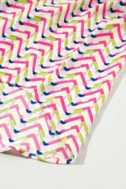 New Dear-Lover Chevron Print Ruffled Sleeve Blouse Multicolour