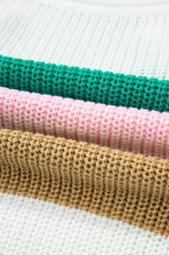 Online Dear-Lover Color Block Notch V Neck Sweater T Shirt Multicolour