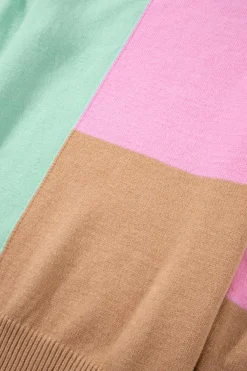 Online Dear-Lover Colorblock Mock Neck Ribbed Trim Sweater Multicolour