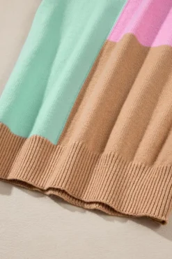Online Dear-Lover Colorblock Mock Neck Ribbed Trim Sweater Multicolour