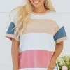 Best Dear-Lover Colorblock Patchwork Side Split Tunic T Shirt Multicolour