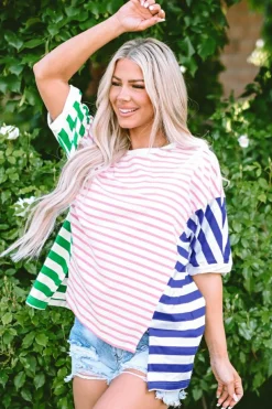 Outlet Dear-Lover Colorblock Patchwork Baggy T Shirt Multicolour